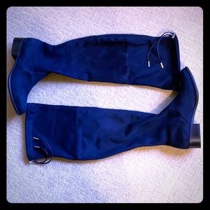 Apri Knee Boots Navy Size: 5.5